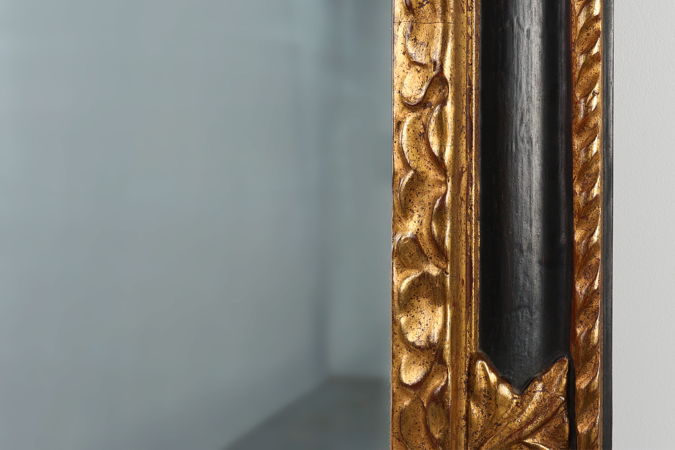 Carved Baroque Black and Giltwood Mirror, France 1850sthumbnail